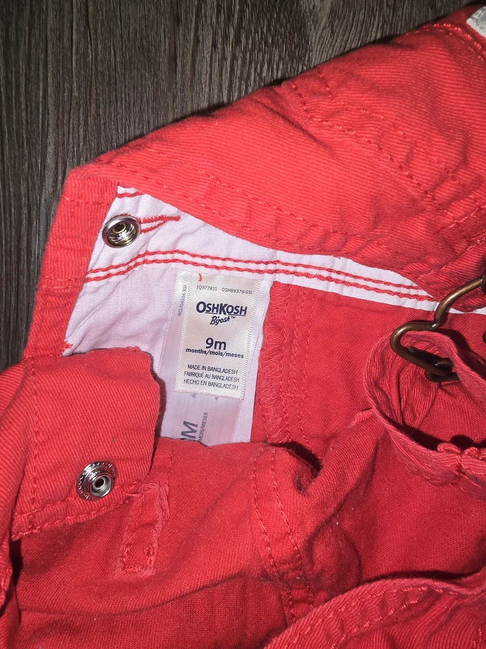 OshKosh B'gosh Bright Red Girls Lace-Trim Shortall Overalls